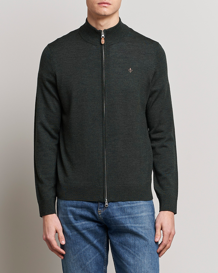 Men |  | Morris | Merino Full Zip Cardigan Olive