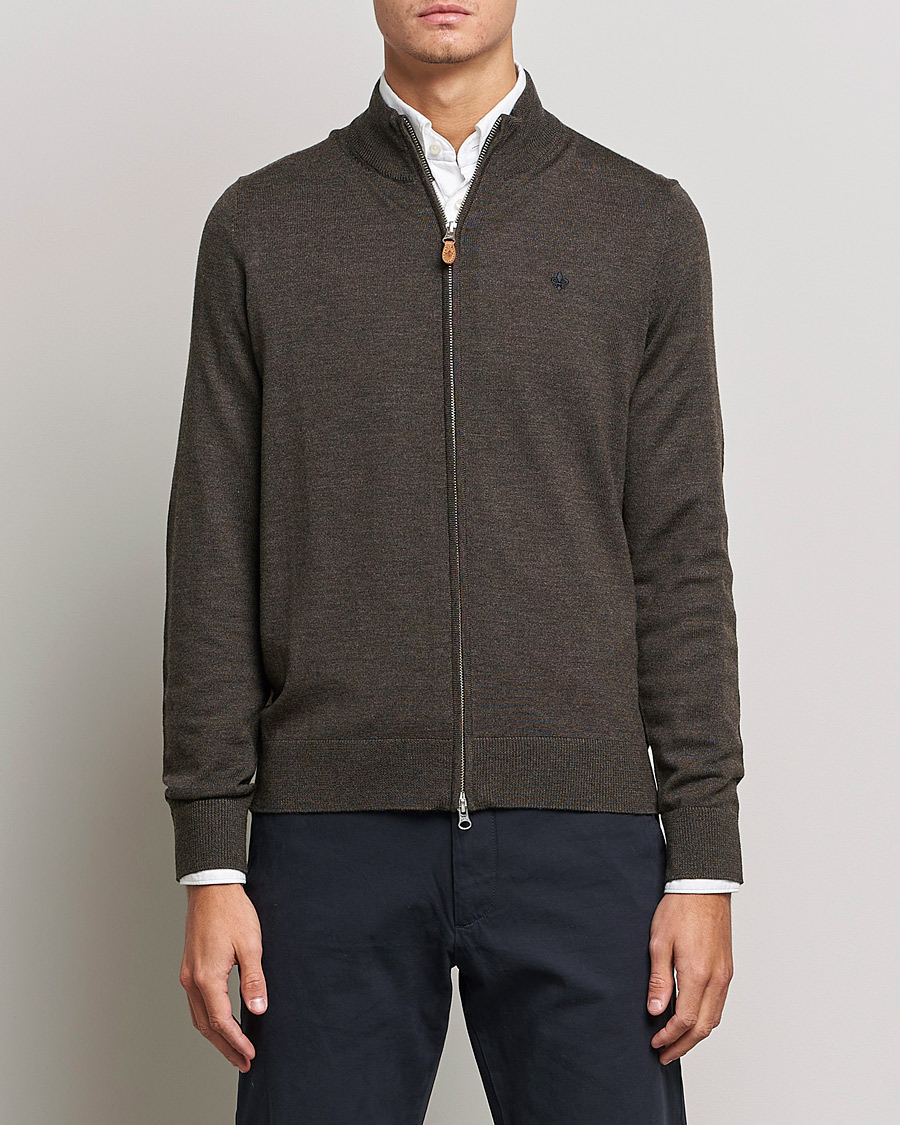 Men | Full-zip | Morris | Merino Full Zip Cardigan Dark Brown