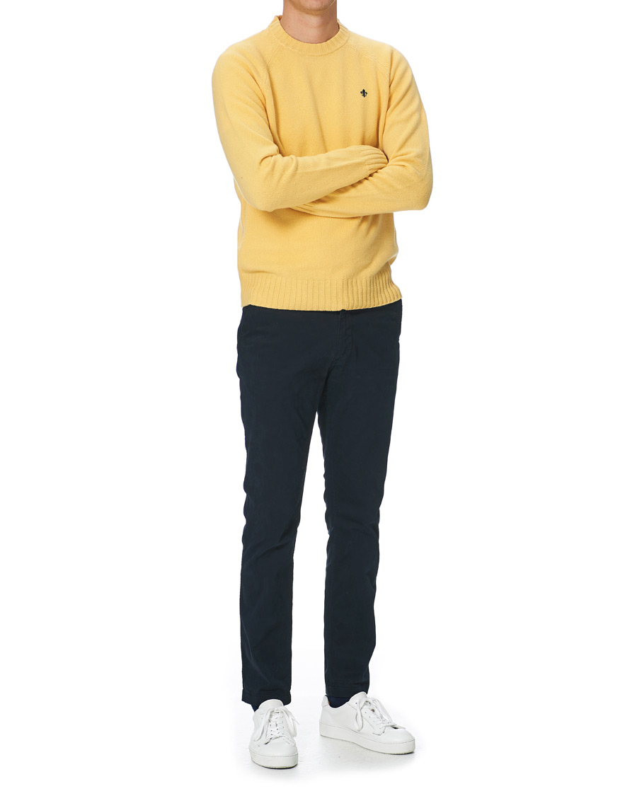 Herren | Pullover | Morris | Lambswool Knitted Crew Neck Yellow