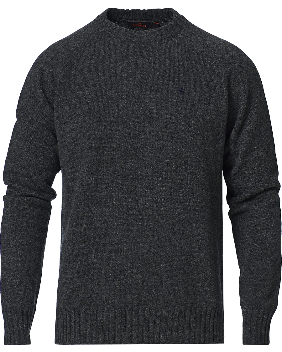 Herren | Pullover | Morris | Lambswool Knitted Crew Neck Dark Grey