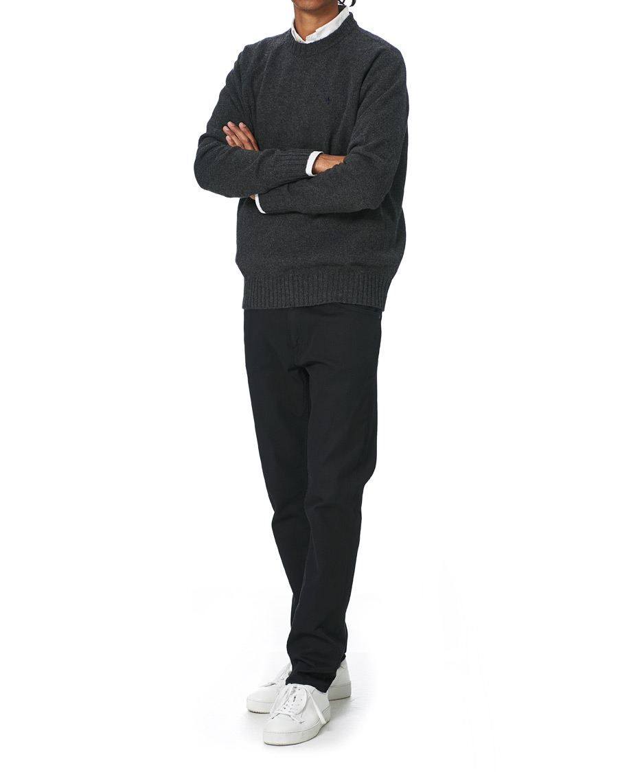 Herren | Pullover | Morris | Lambswool Knitted Crew Neck Dark Grey