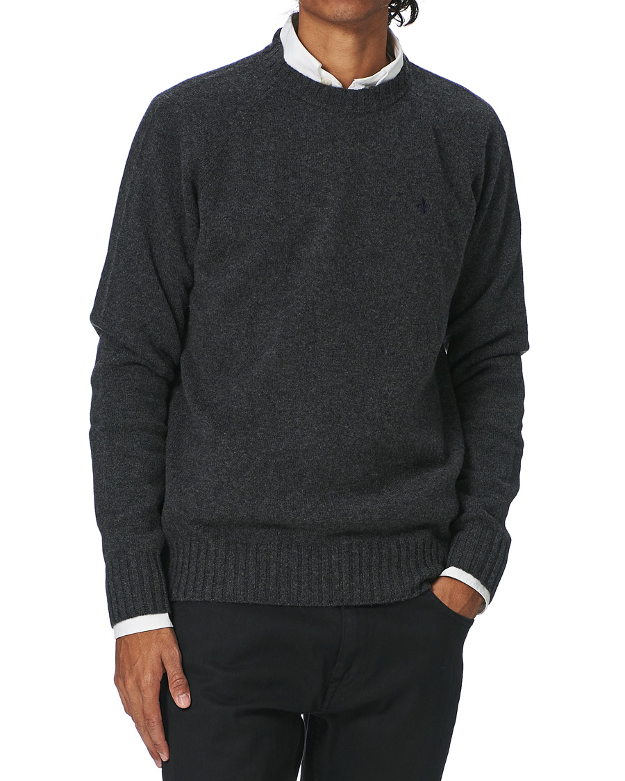Herren | Pullover | Morris | Lambswool Knitted Crew Neck Dark Grey