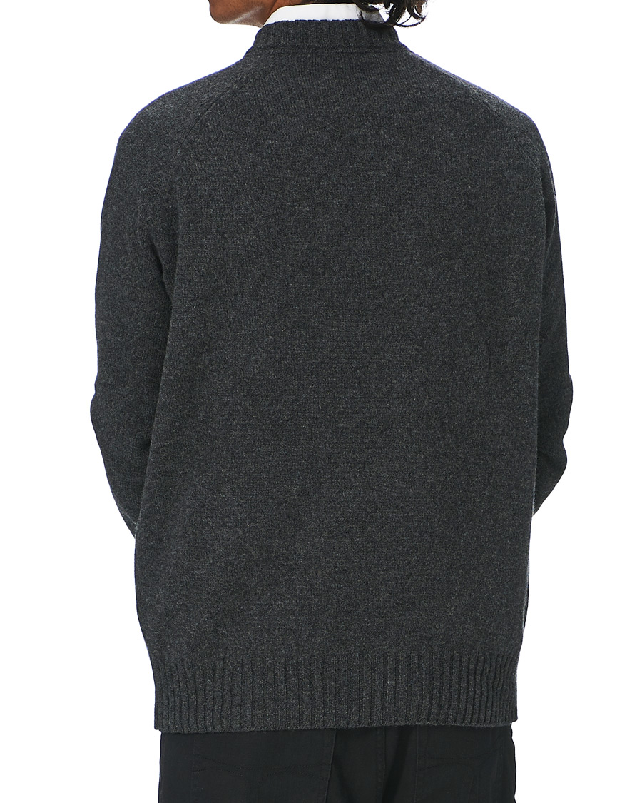 Herren | Pullover | Morris | Lambswool Knitted Crew Neck Dark Grey
