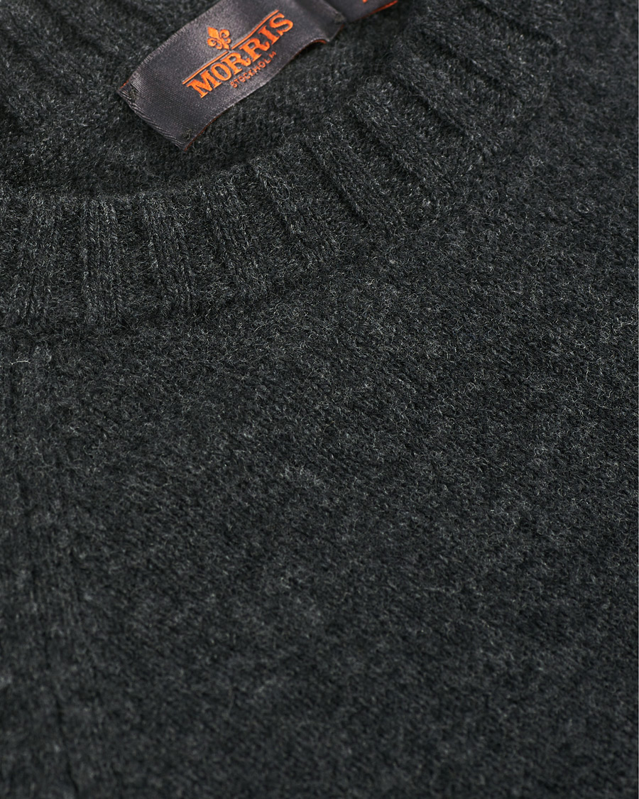 Herren | Pullover | Morris | Lambswool Knitted Crew Neck Dark Grey