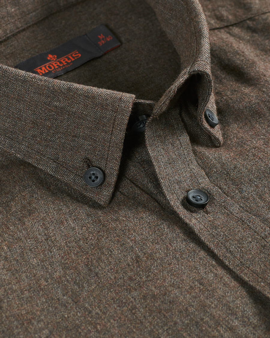 Herren | Hemden | Morris | Watts Flannel Button Down Shirt Brown