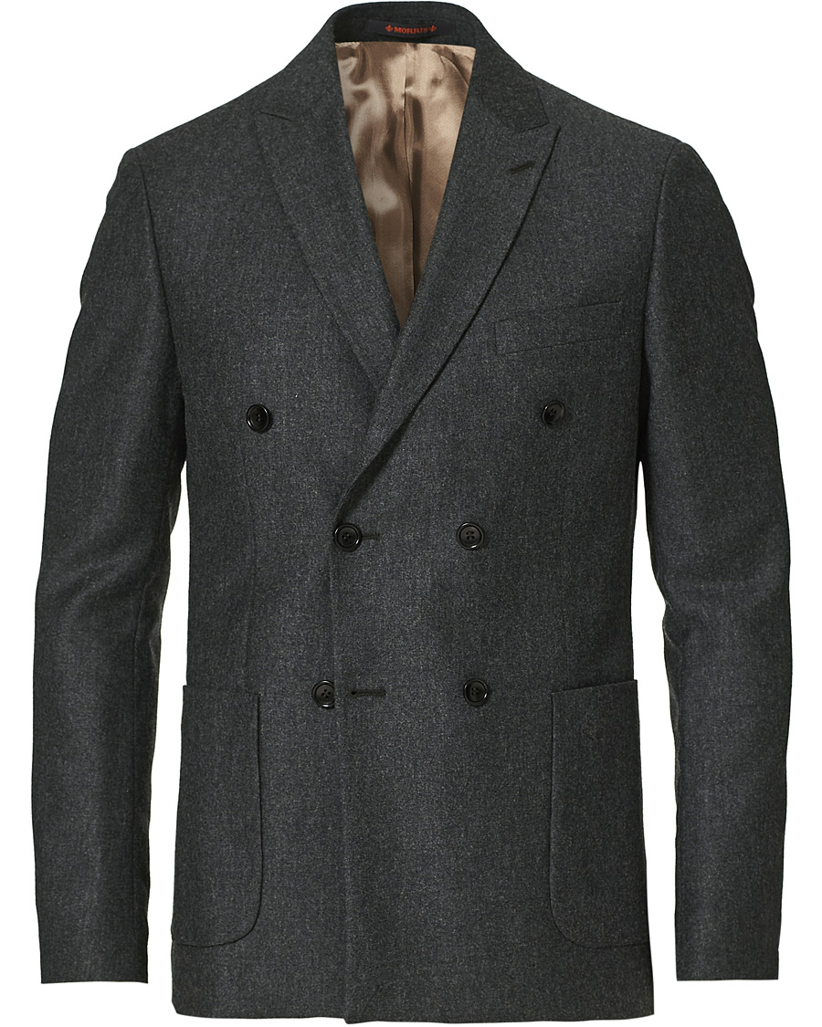 Herren | Sakkos | Morris | Roger Double Breasted Flannel Blazer Dark Grey