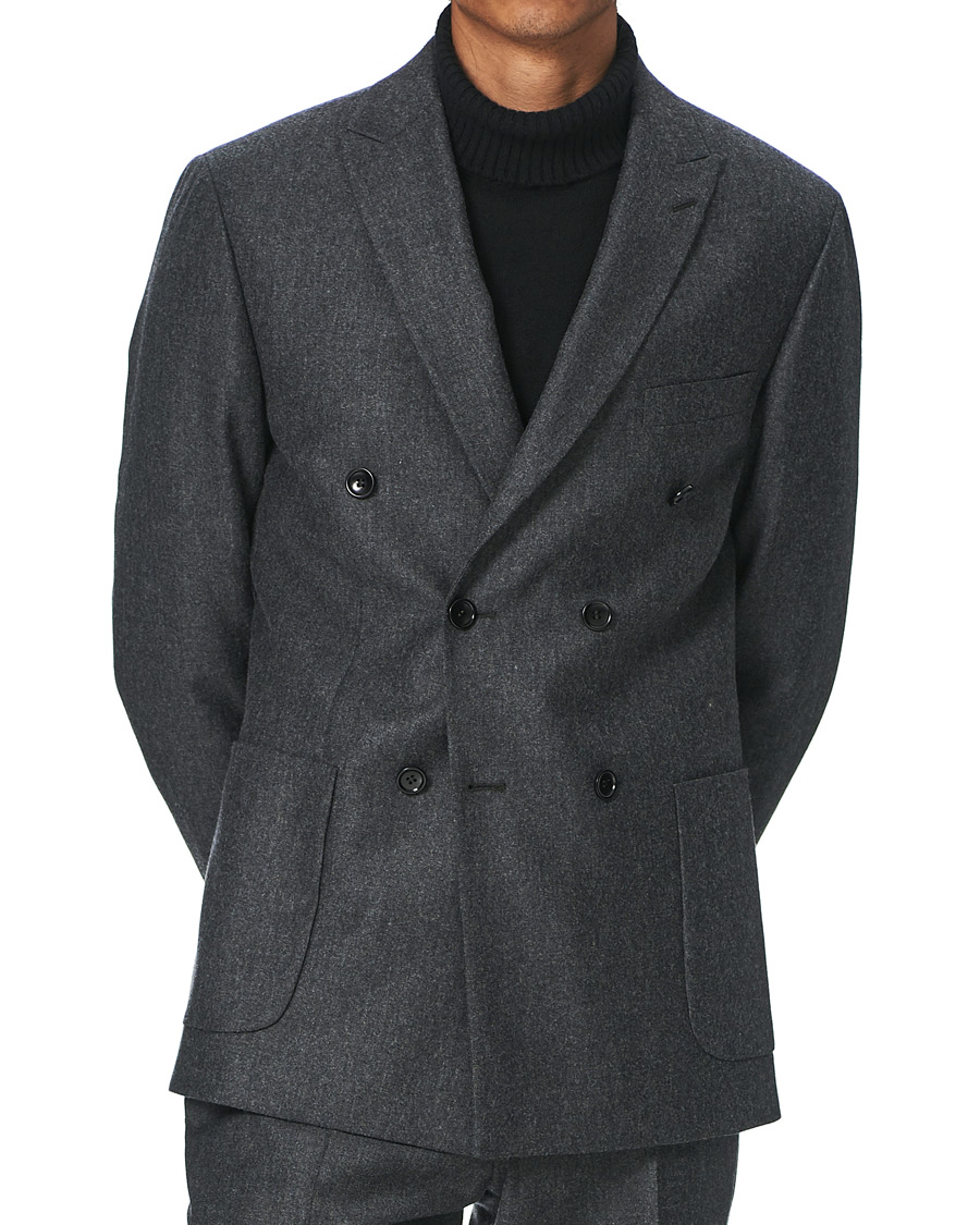 Herren | Sakkos | Morris | Roger Double Breasted Flannel Blazer Dark Grey