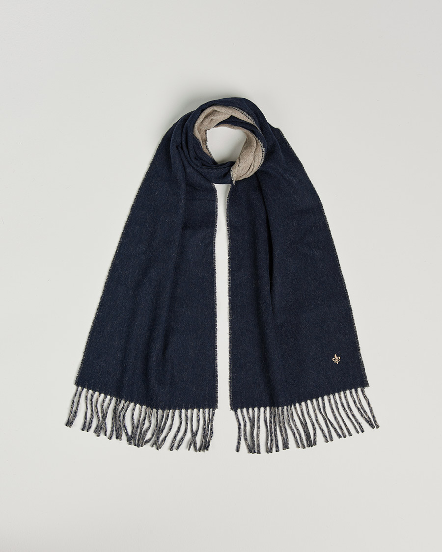 Herren | Morris Double Face Wool Scarf Navy/Beige | Morris | Double Face Wool Scarf Navy/Beige