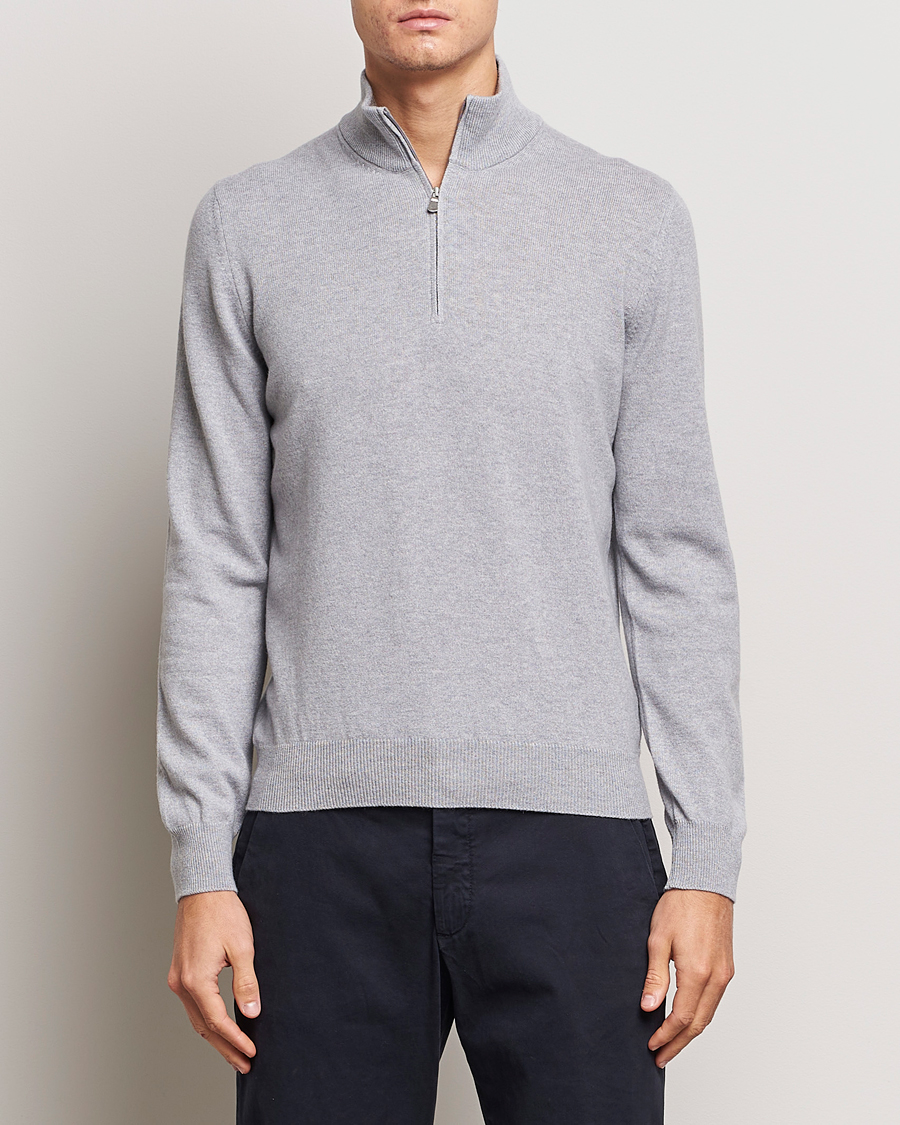 Herren |  | Gran Sasso | Wool/Cashmere Half Zip Light Grey