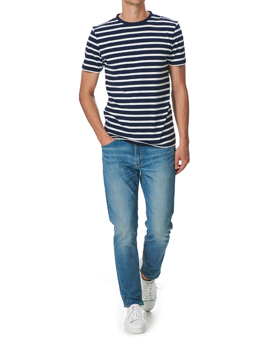 Herren | T-Shirts | Stenströms | Striped Cotton Tee Navy/White