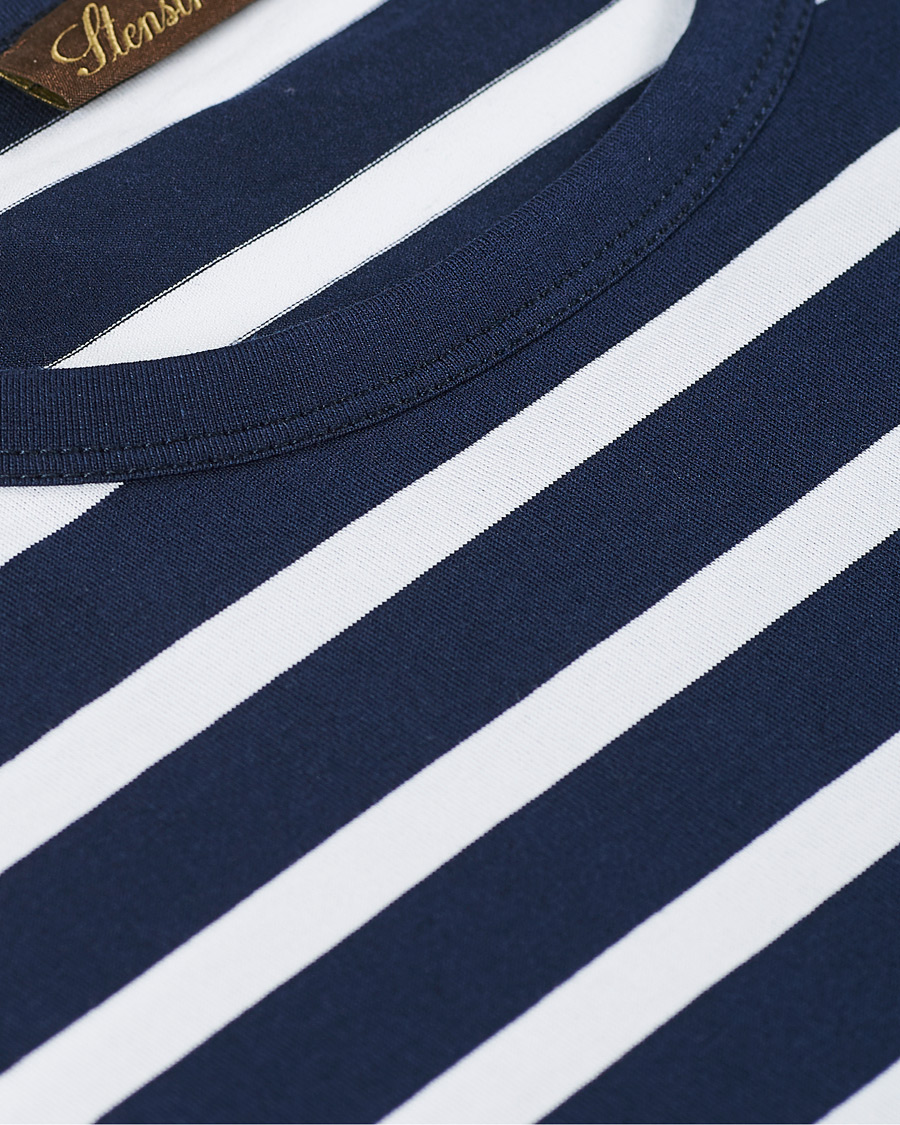 Herren | T-Shirts | Stenströms | Striped Cotton Tee Navy/White
