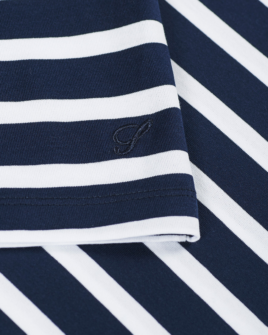 Herren | T-Shirts | Stenströms | Striped Cotton Tee Navy/White