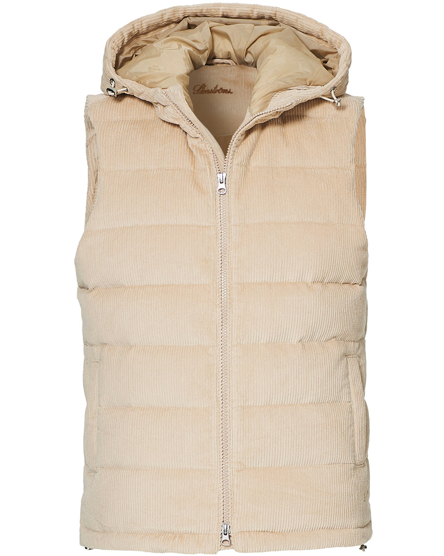 Herren | Jacken | Stenströms | Padded Corduroy Hood Vest Creme