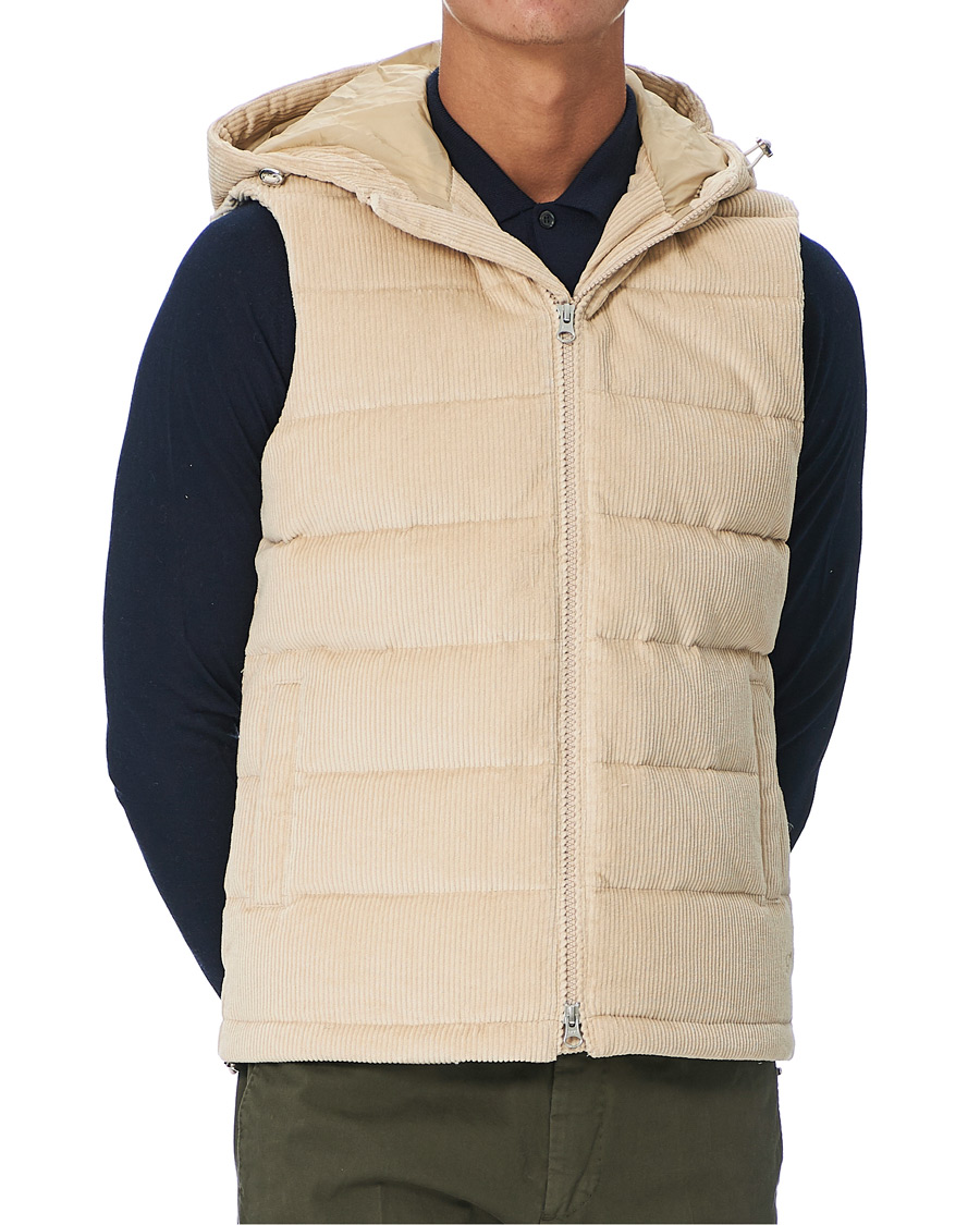 Herren | Jacken | Stenströms | Padded Corduroy Hood Vest Creme