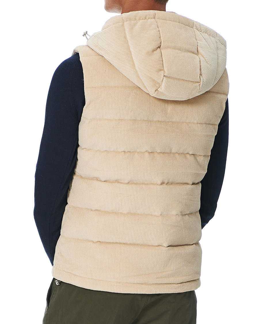 Herren | Jacken | Stenströms | Padded Corduroy Hood Vest Creme