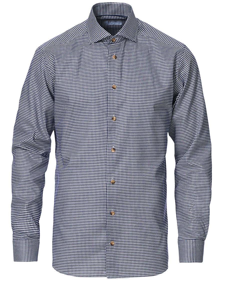 Herren | Hemden | Eton | Slim Fit Lightweight Flannel Checked Shirt Blue