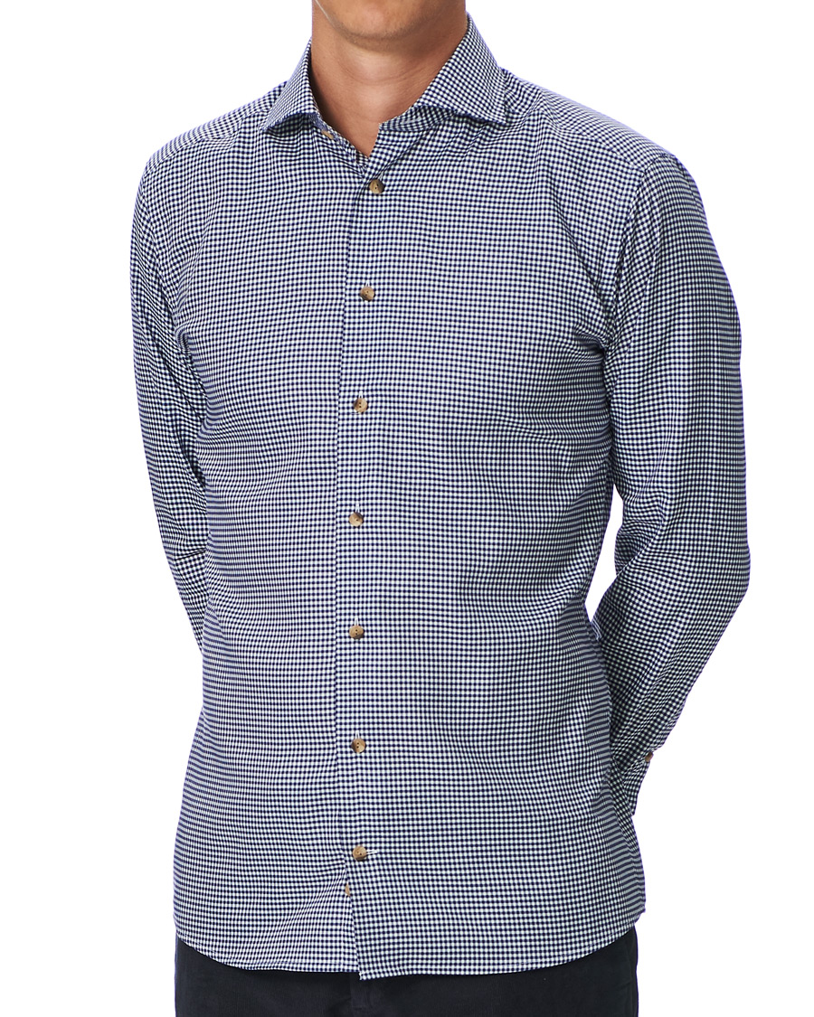 Herren | Hemden | Eton | Slim Fit Lightweight Flannel Checked Shirt Blue