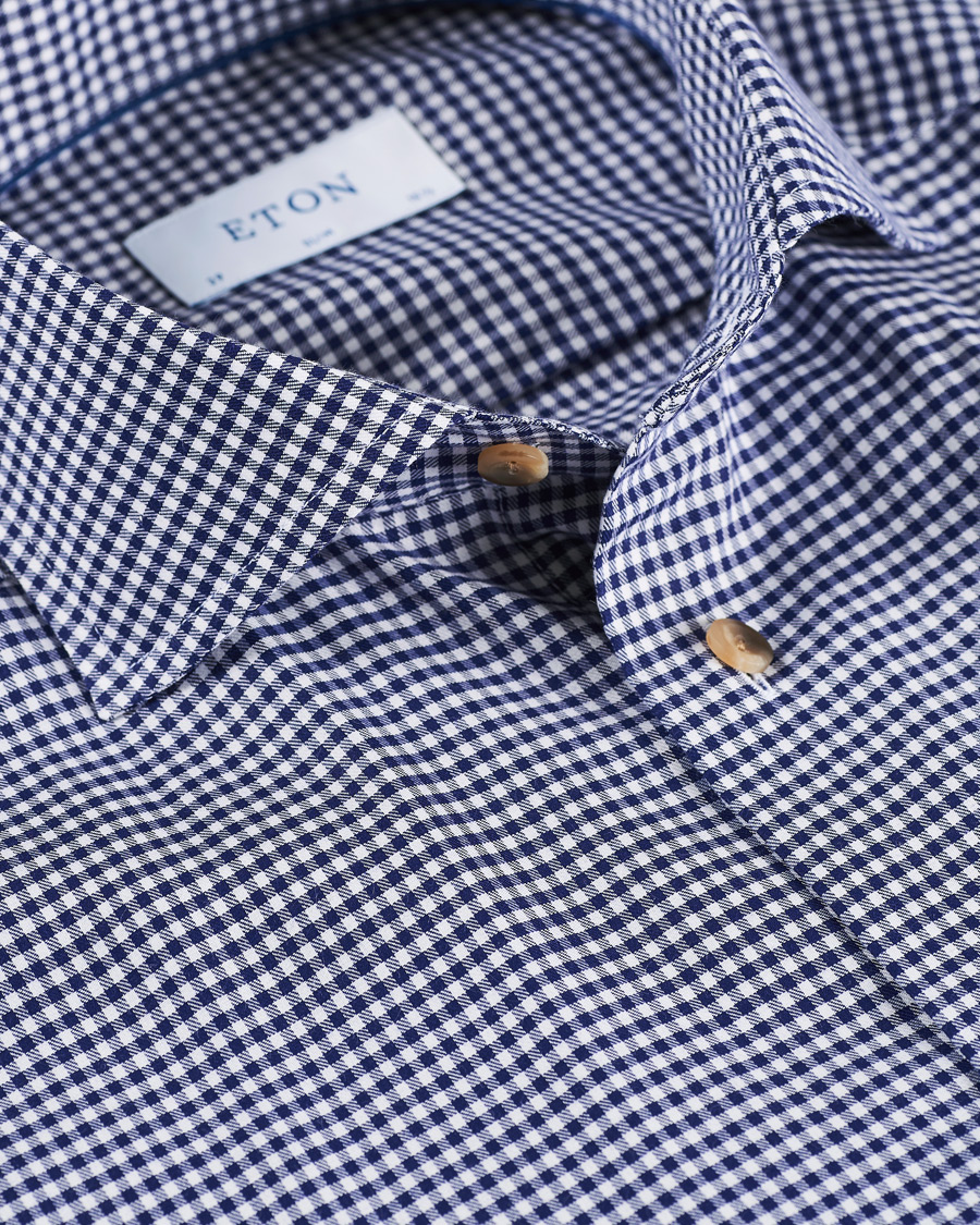 Herren | Hemden | Eton | Slim Fit Lightweight Flannel Checked Shirt Blue