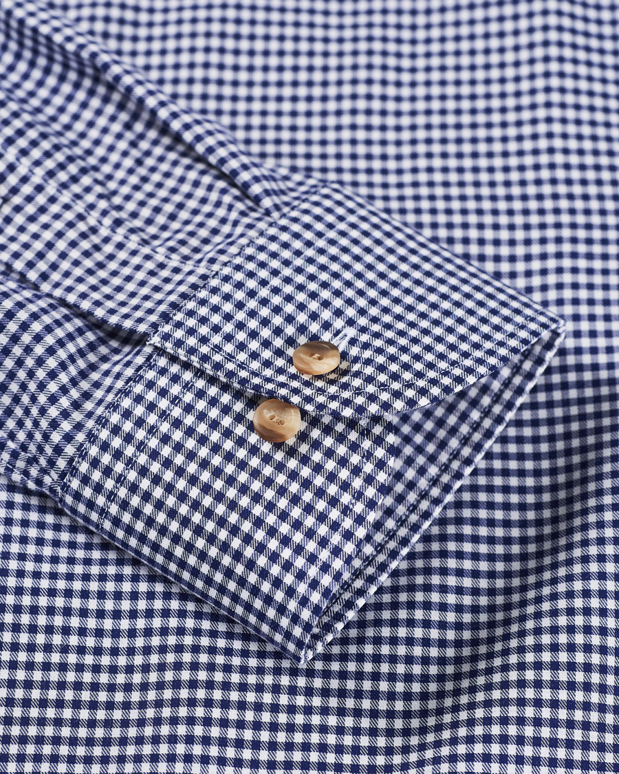 Herren | Hemden | Eton | Slim Fit Lightweight Flannel Checked Shirt Blue