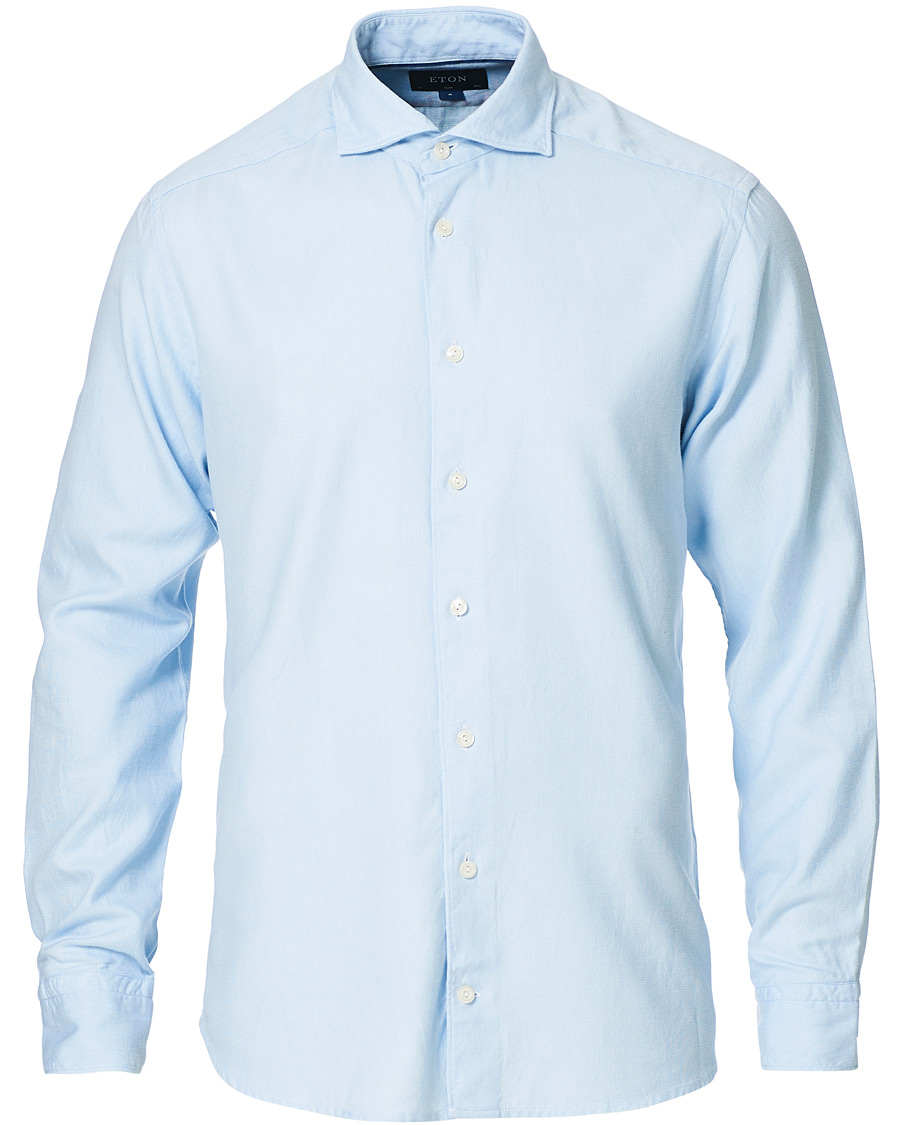Herren | Hemden | Eton | Slim Fit Micro Structured Flannel Shirt Blue