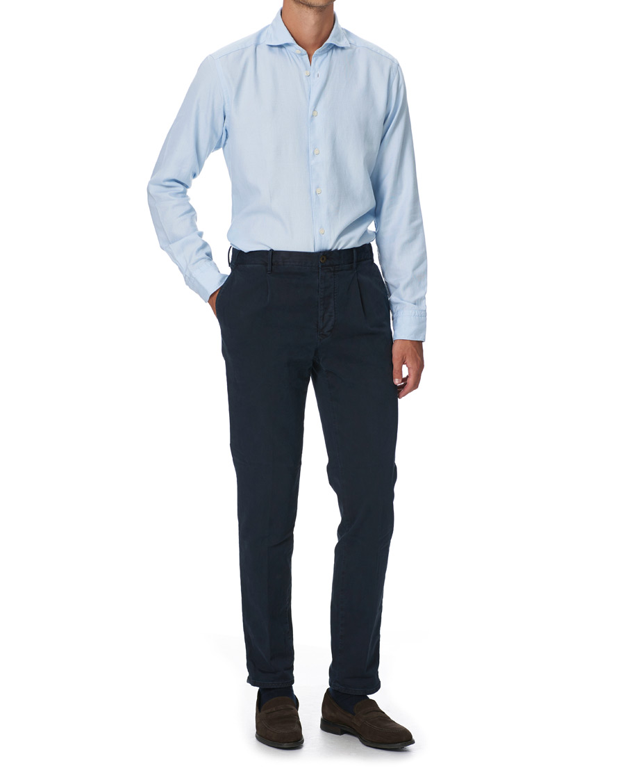 Herren | Hemden | Eton | Slim Fit Micro Structured Flannel Shirt Blue