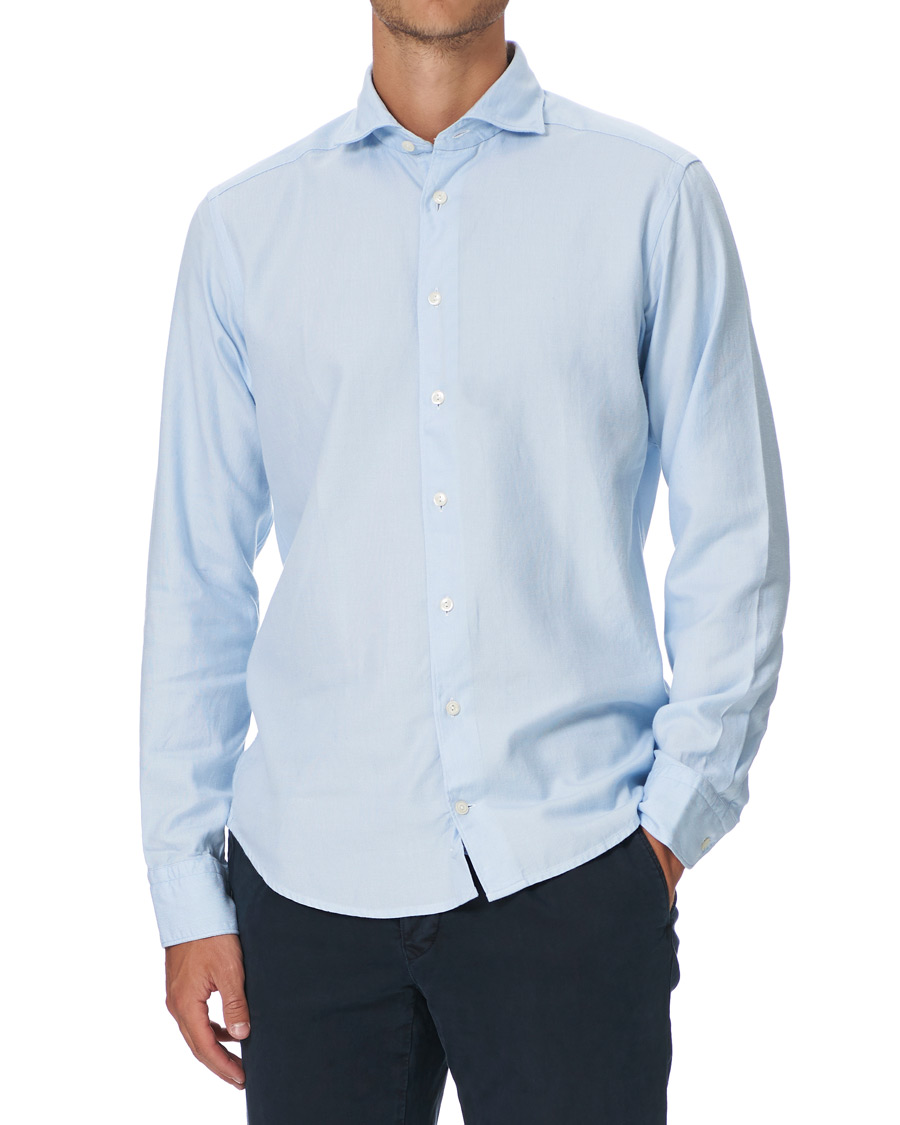 Herren | Hemden | Eton | Slim Fit Micro Structured Flannel Shirt Blue