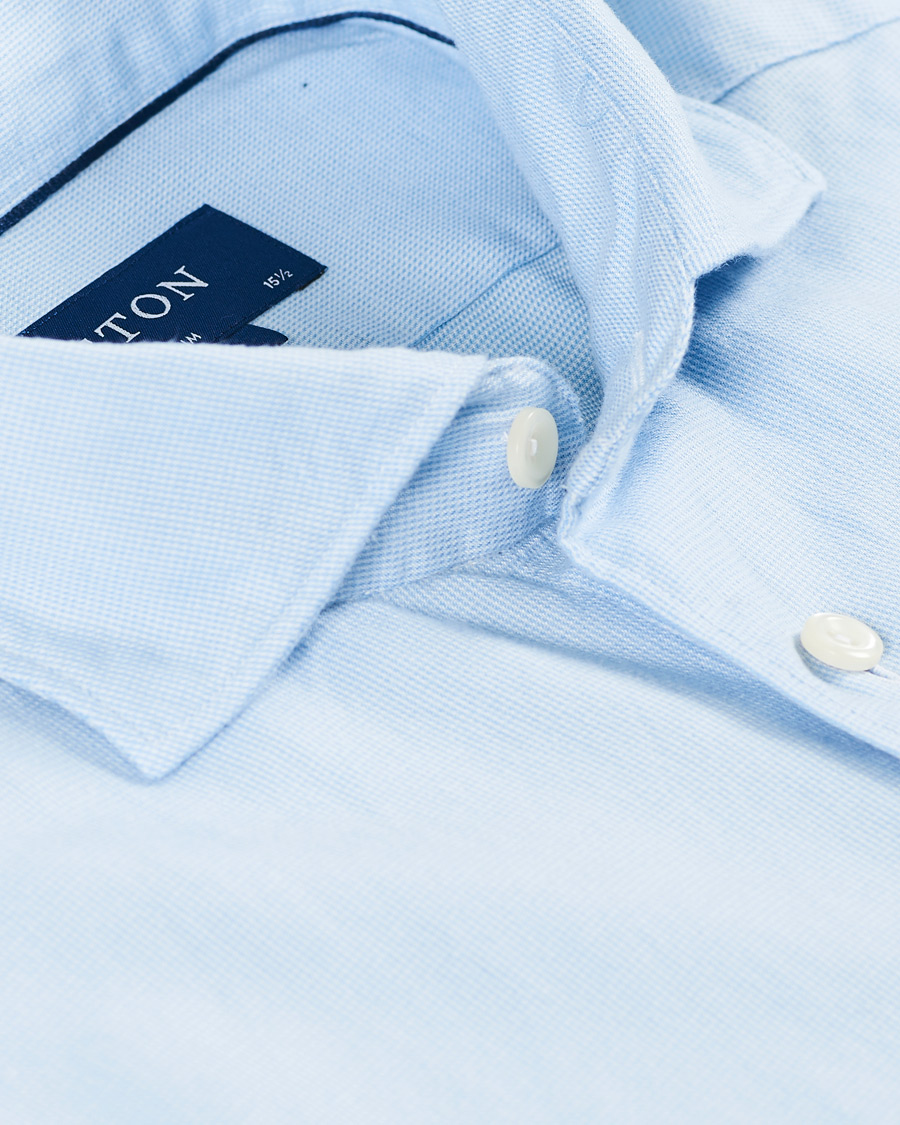 Herren | Hemden | Eton | Slim Fit Micro Structured Flannel Shirt Blue
