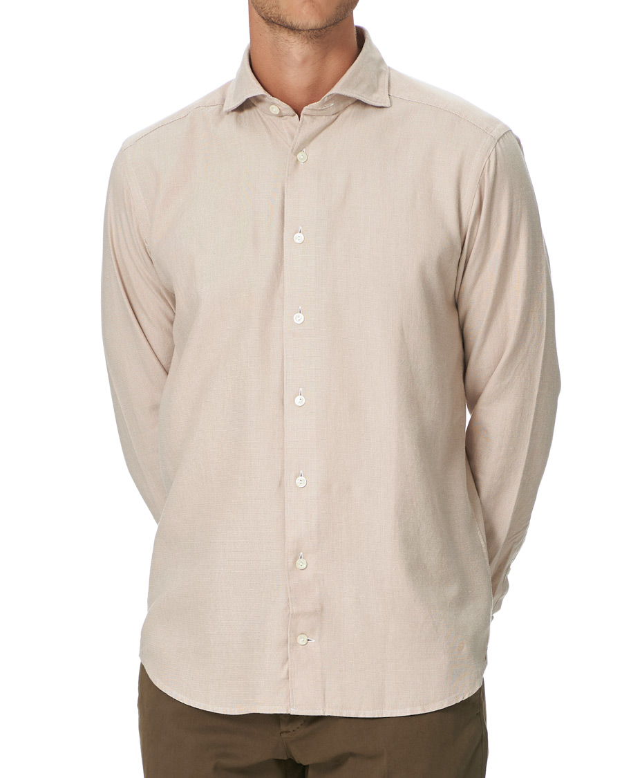 Herren | Hemden | Eton | Slim Fit Micro Structured Flannel Shirt Beige