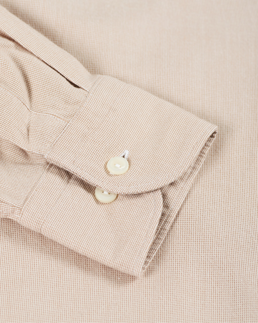 Herren | Hemden | Eton | Slim Fit Micro Structured Flannel Shirt Beige