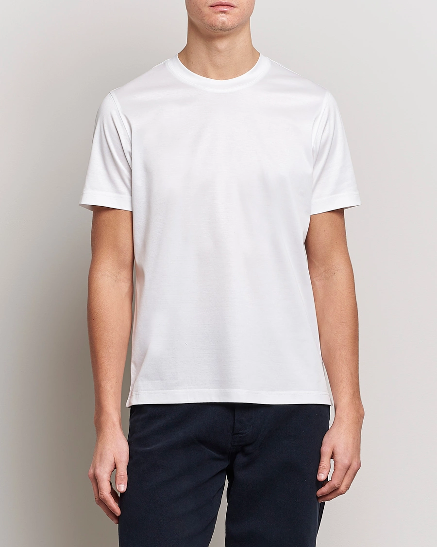 Herren | Weiße T-Shirts | Eton | Filo Di Scozia Cotton T-Shirt White