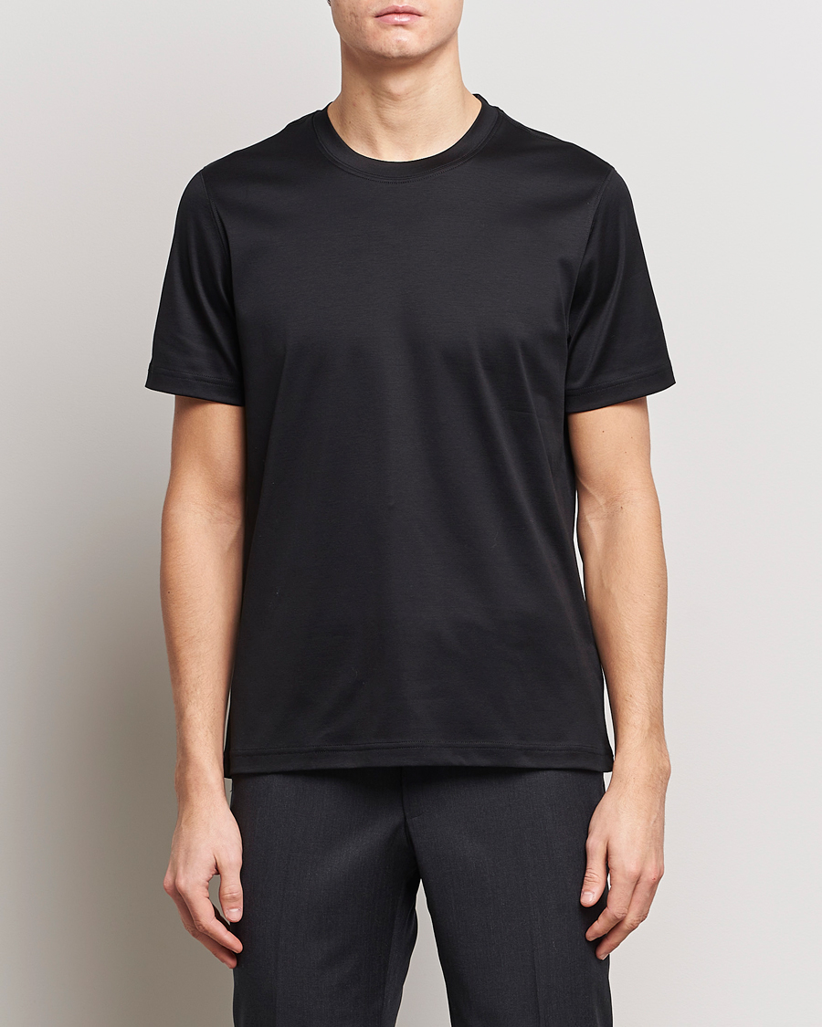 Herren | Schwartze t-shirts | Eton | Filo Di Scozia Cotton T-Shirt Black