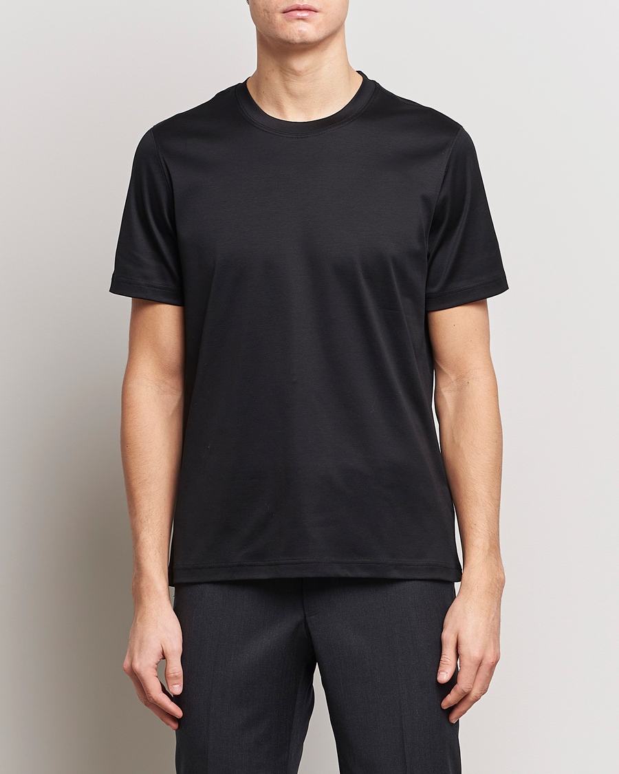 Herren | Business & Beyond | Eton | Filo Di Scozia Cotton T-Shirt Black