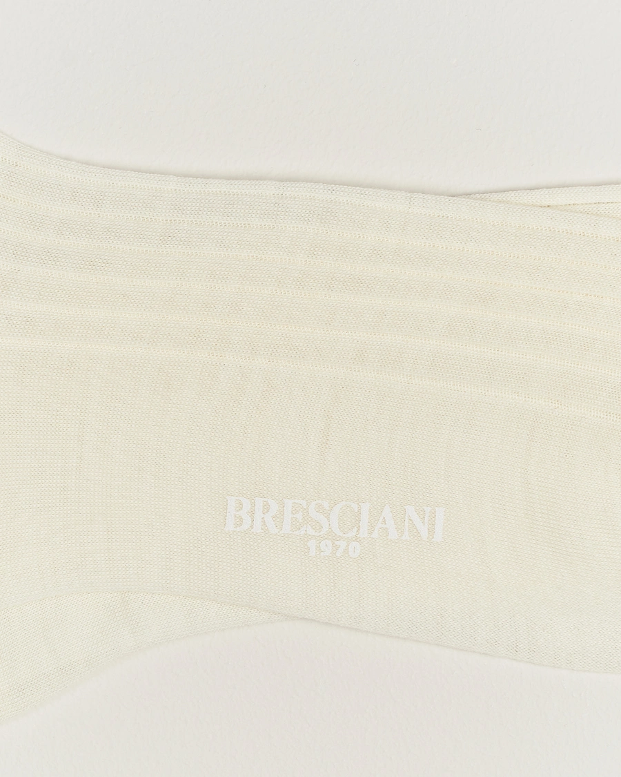 Herren |  | Bresciani | Wool/Nylon Ribbed Short Socks White