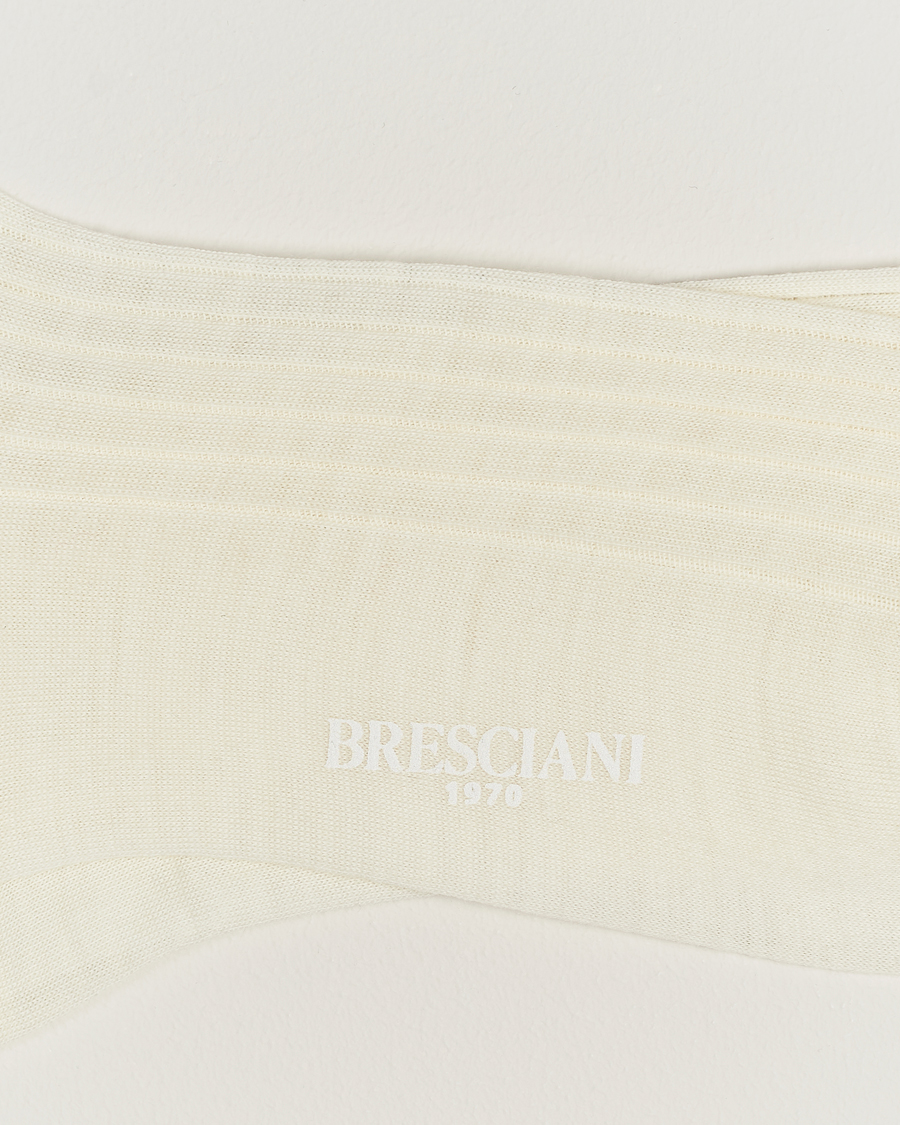 Herren |  | Bresciani | Wool/Nylon Ribbed Short Socks White