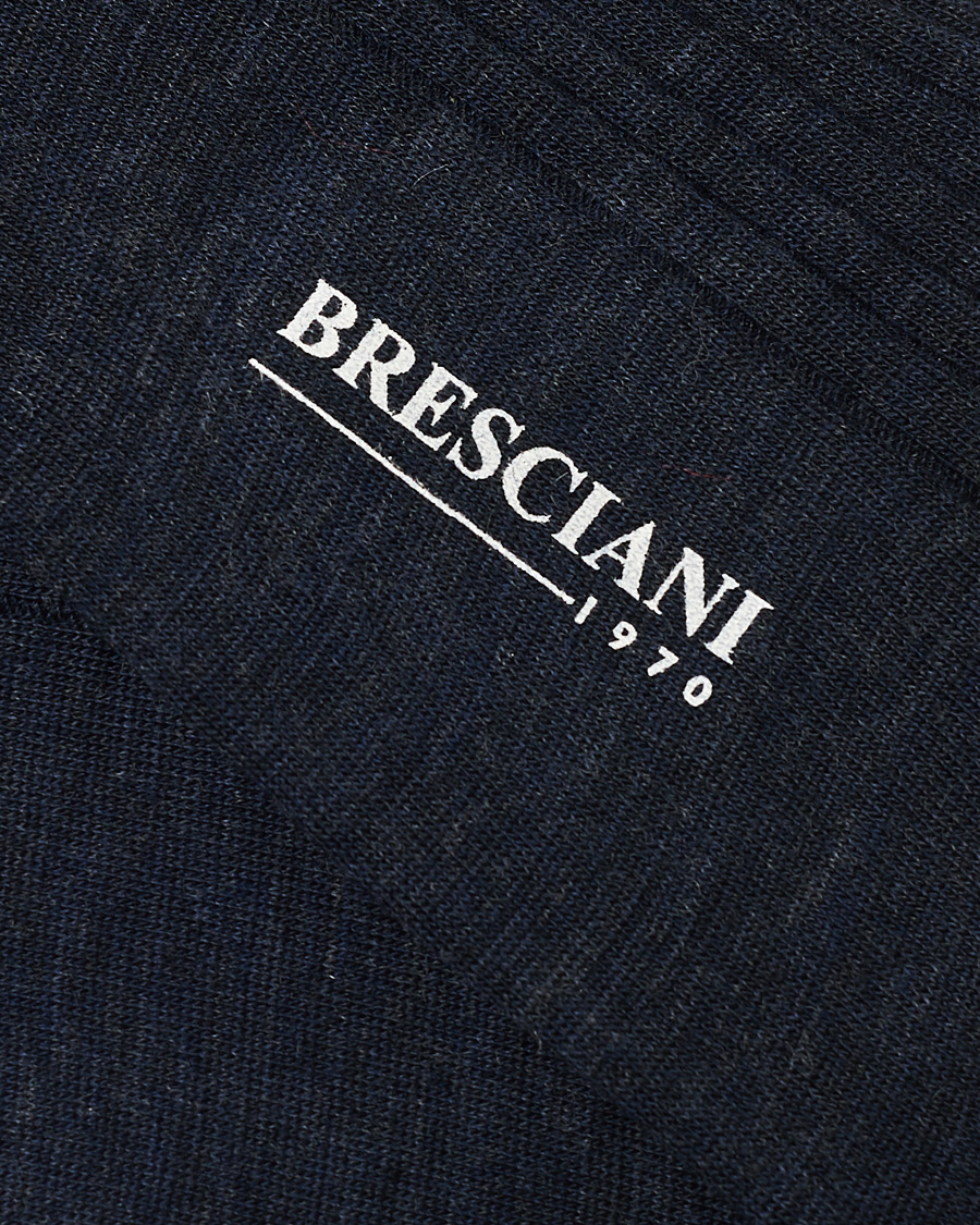 Herren |  | Bresciani | Wool/Nylon Ribbed Short Socks Blue Melange