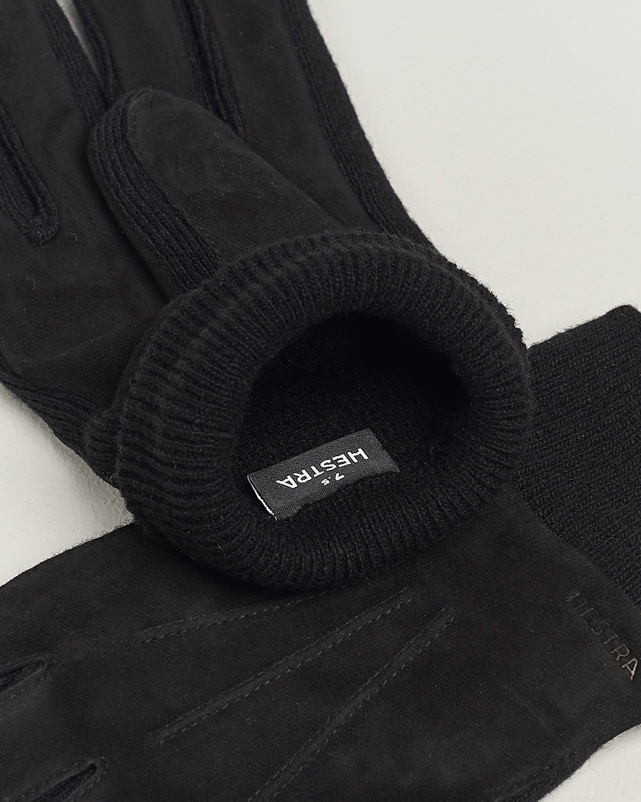 Herr |  | Hestra | Geoffery Suede Wool Tricot Glove Black