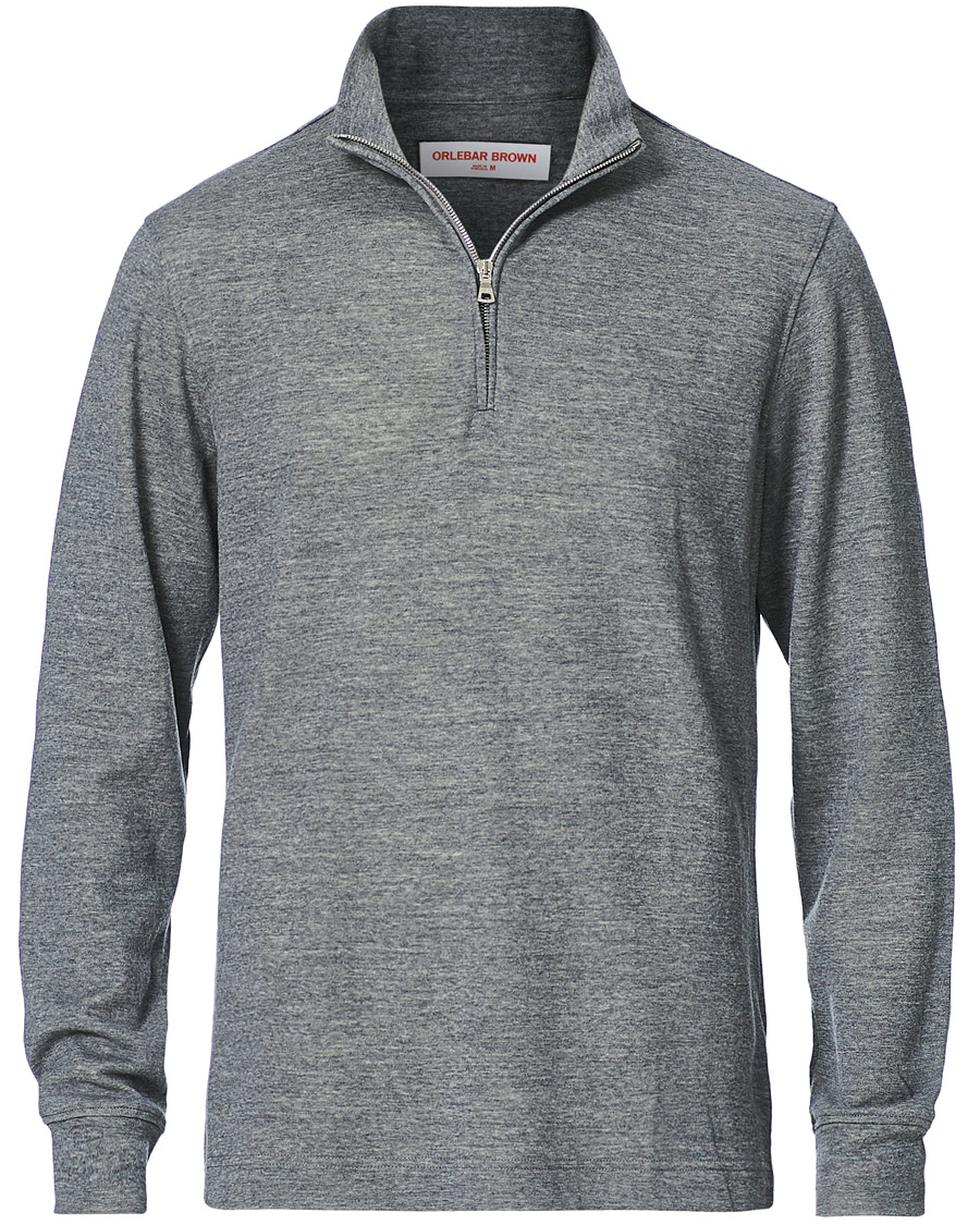 Herren | Pullover | Orlebar Brown | Neilson Double Face Merino Half Zip Storm Grey