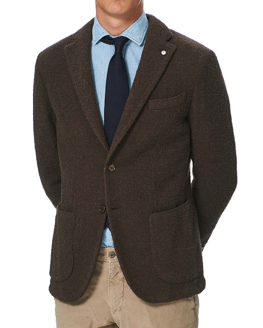 Herren | Sakkos | L.B.M. 1911 | Jack Regular Bouclé Wool Alpaca Blazer Brown