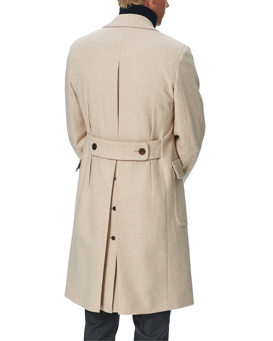 Herren | Jacken | Lardini | Double Breasted Basket Weave Wool Coat Creme