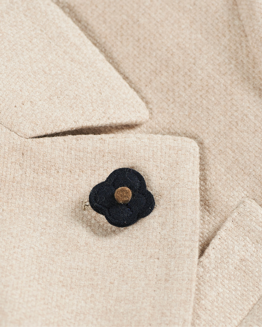 Herren | Jacken | Lardini | Double Breasted Basket Weave Wool Coat Creme