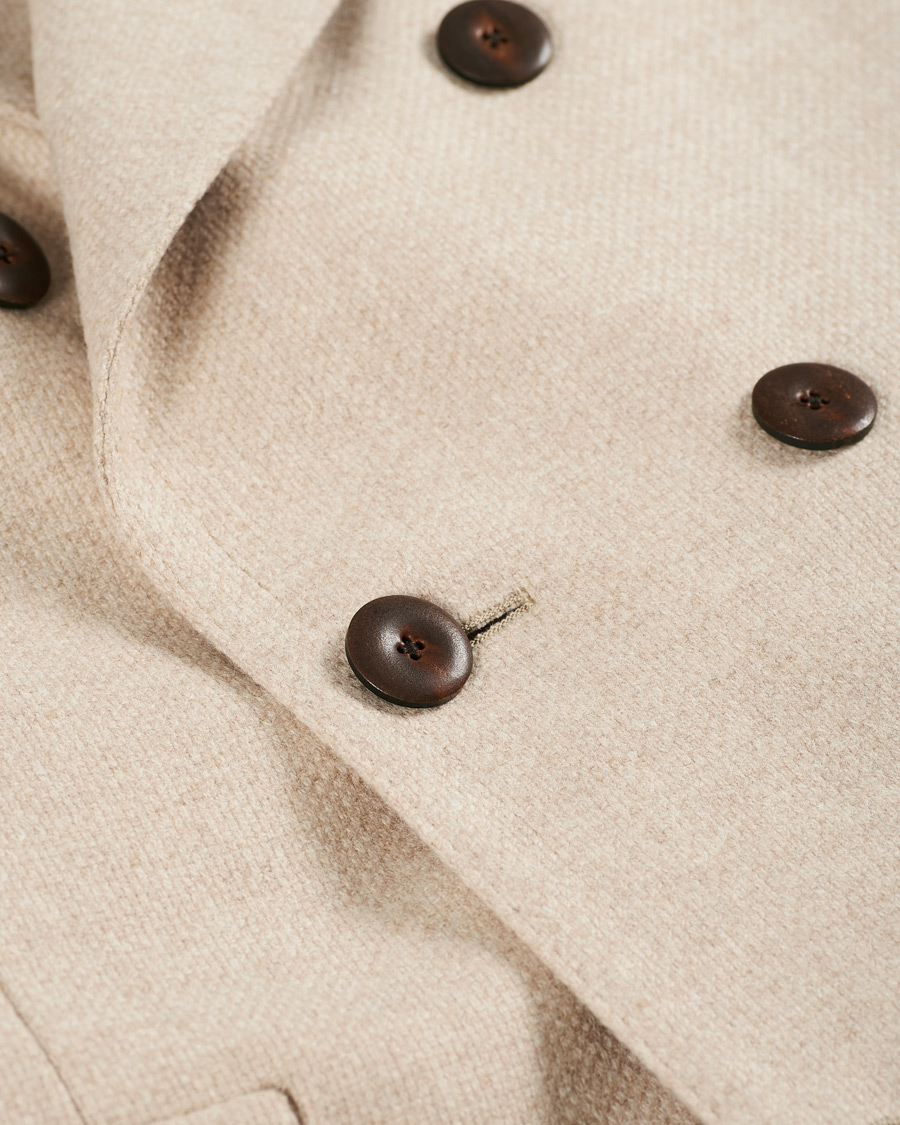 Herren | Jacken | Lardini | Double Breasted Basket Weave Wool Coat Creme