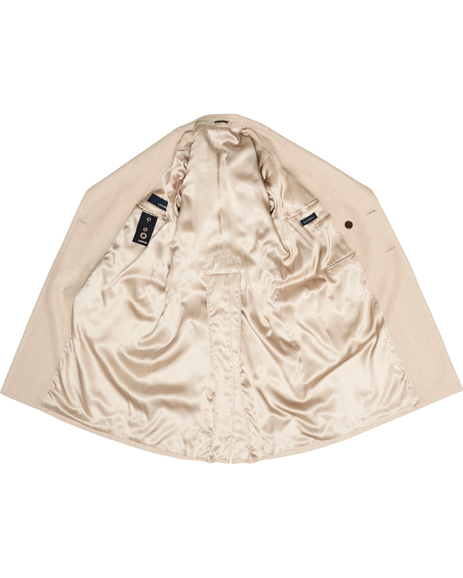 Herren | Jacken | Lardini | Double Breasted Basket Weave Wool Coat Creme