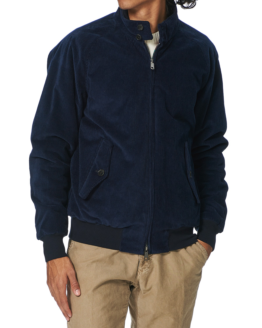 Herren | Jacken | Baracuta | G9 Padded Corduroy Harrington Jacket Navy