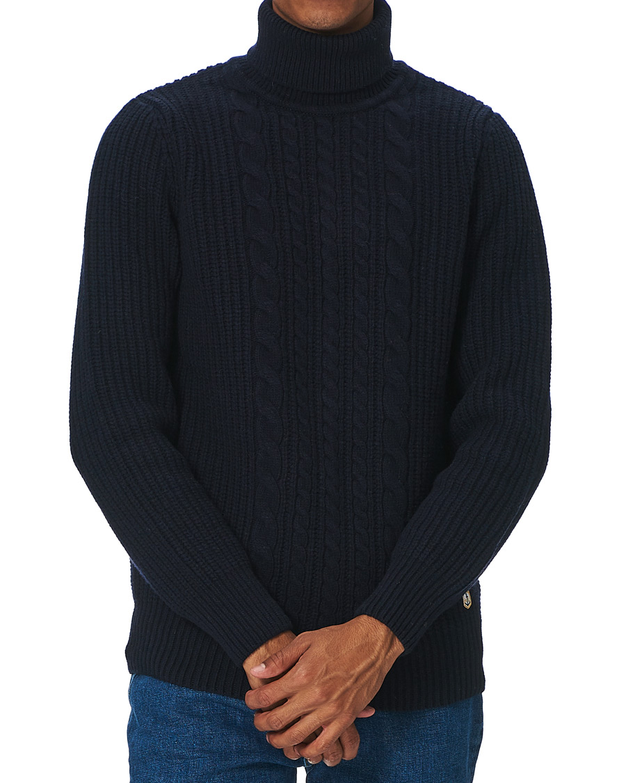 Herren | Pullover | Armor-lux | Cable Knit Turtleneck Navy