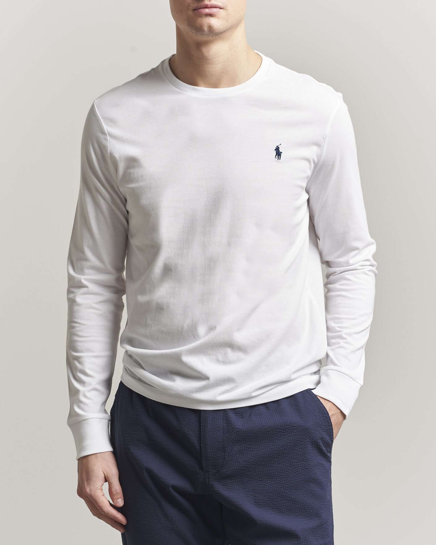 Herren | T-Shirts | Polo Ralph Lauren | Custom Slim Fit Long Sleeve Tee White