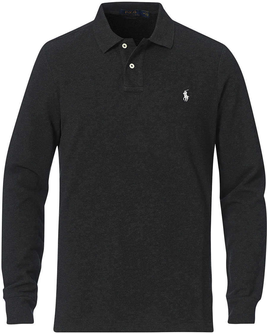 Herren | Pullover | Polo Ralph Lauren | Custom Slim Fit Long Sleeve Polo Black Marl Heather