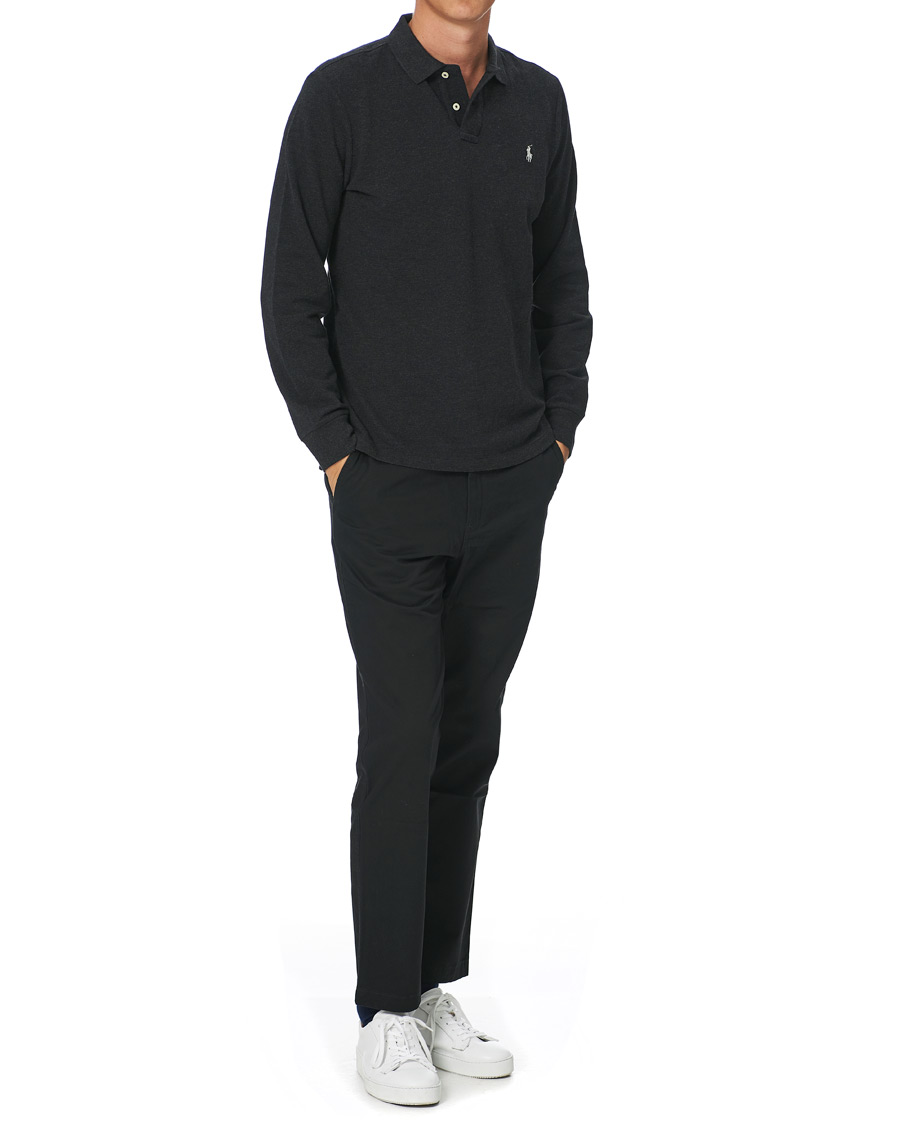 Herren | Pullover | Polo Ralph Lauren | Custom Slim Fit Long Sleeve Polo Black Marl Heather