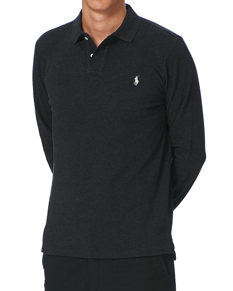 Herren | Pullover | Polo Ralph Lauren | Custom Slim Fit Long Sleeve Polo Black Marl Heather