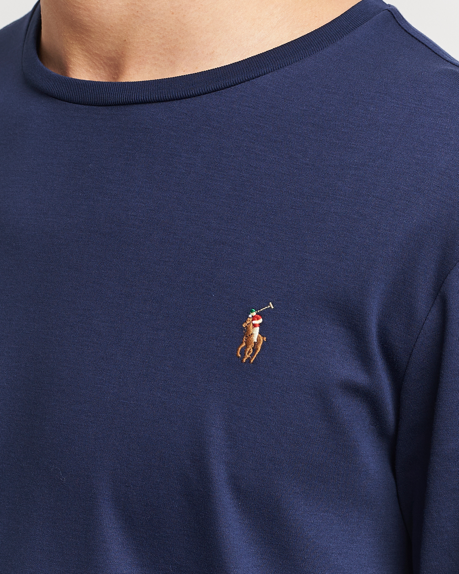 Herren | T-Shirts | Polo Ralph Lauren | Luxury Pima Cotton Long Sleeve T-Shirt Refined Navy