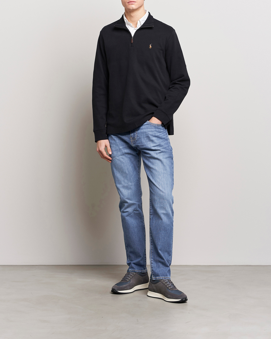 Herren | Pullover | Polo Ralph Lauren | Double Knit Jaquard Half Zip Sweater Black